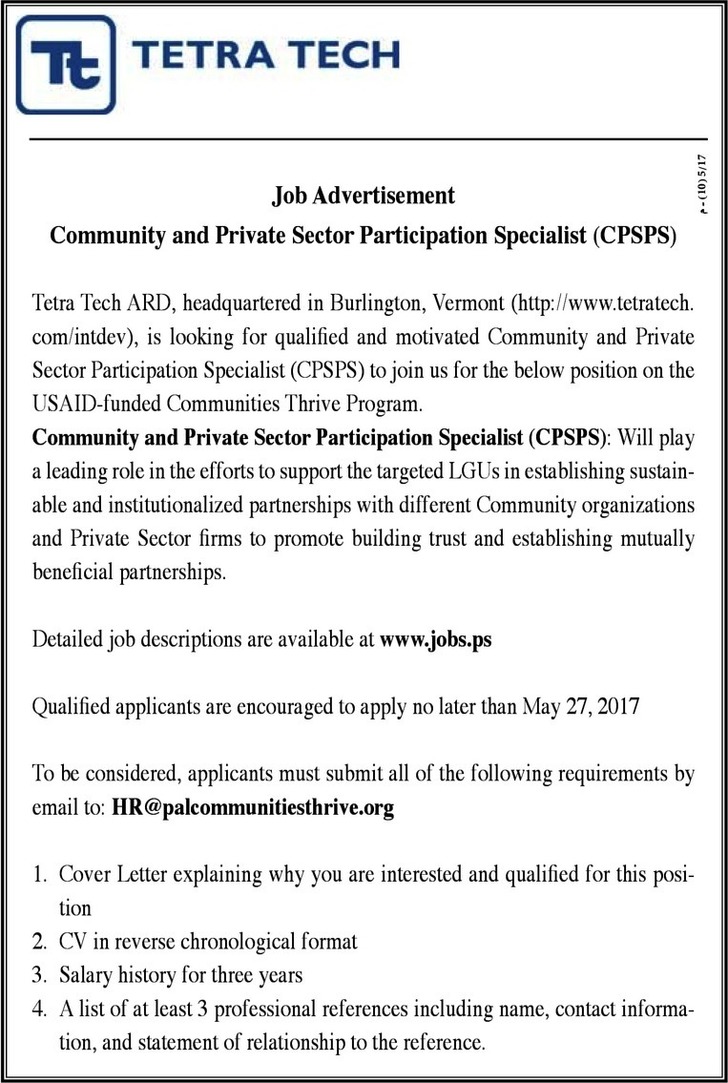 community and privet sector participation specialist