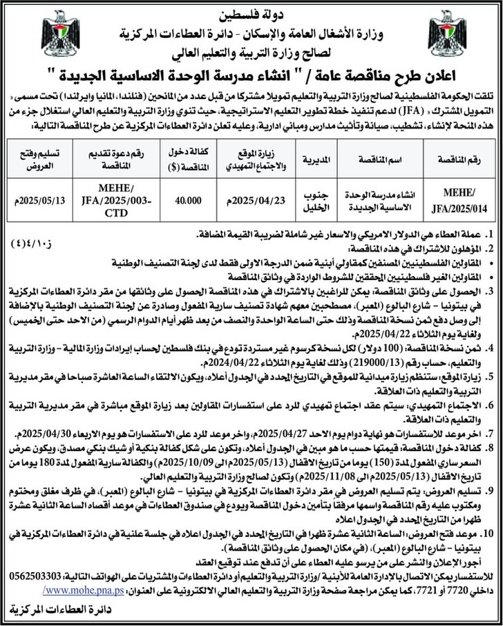 انشاء مدرسة الوحدة الاساسية الجديدة انشاء مدرسة الوحدة الاساسية الجديدة
