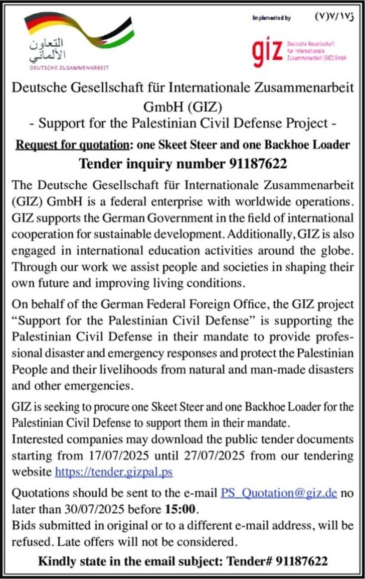 Request for quotation : one Skeet Steer and one Backhoe Loader Tender