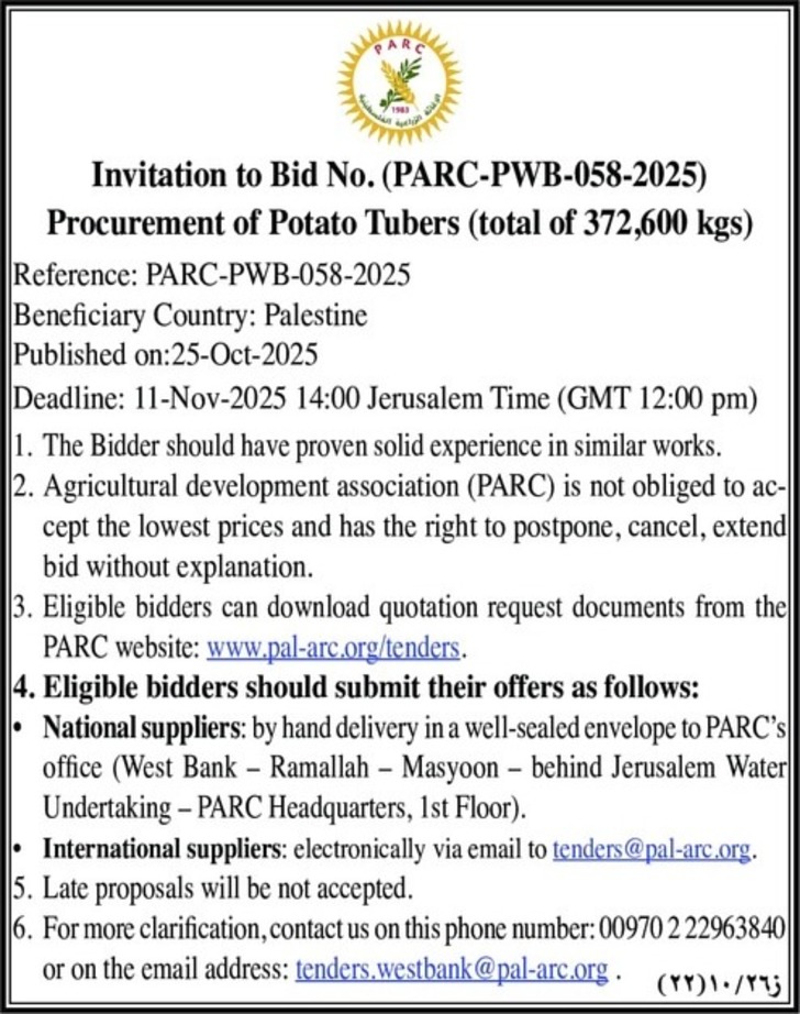 Procurement of Potato Tubers 