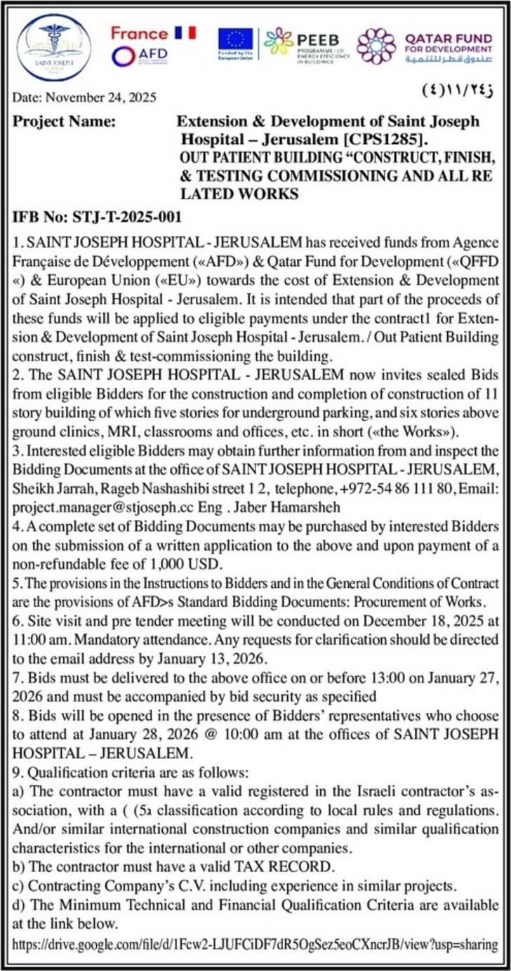 OUT PATIENT BUILDING " CONSTRUCT , FINISH , & TESTING COMMISSIONING AND ALL RE LATED WORKS OUT PATIENT BUILDING " CONSTRUCT , FINISH , & TESTING COMMISSIONING AND ALL RE LATED WORKS
