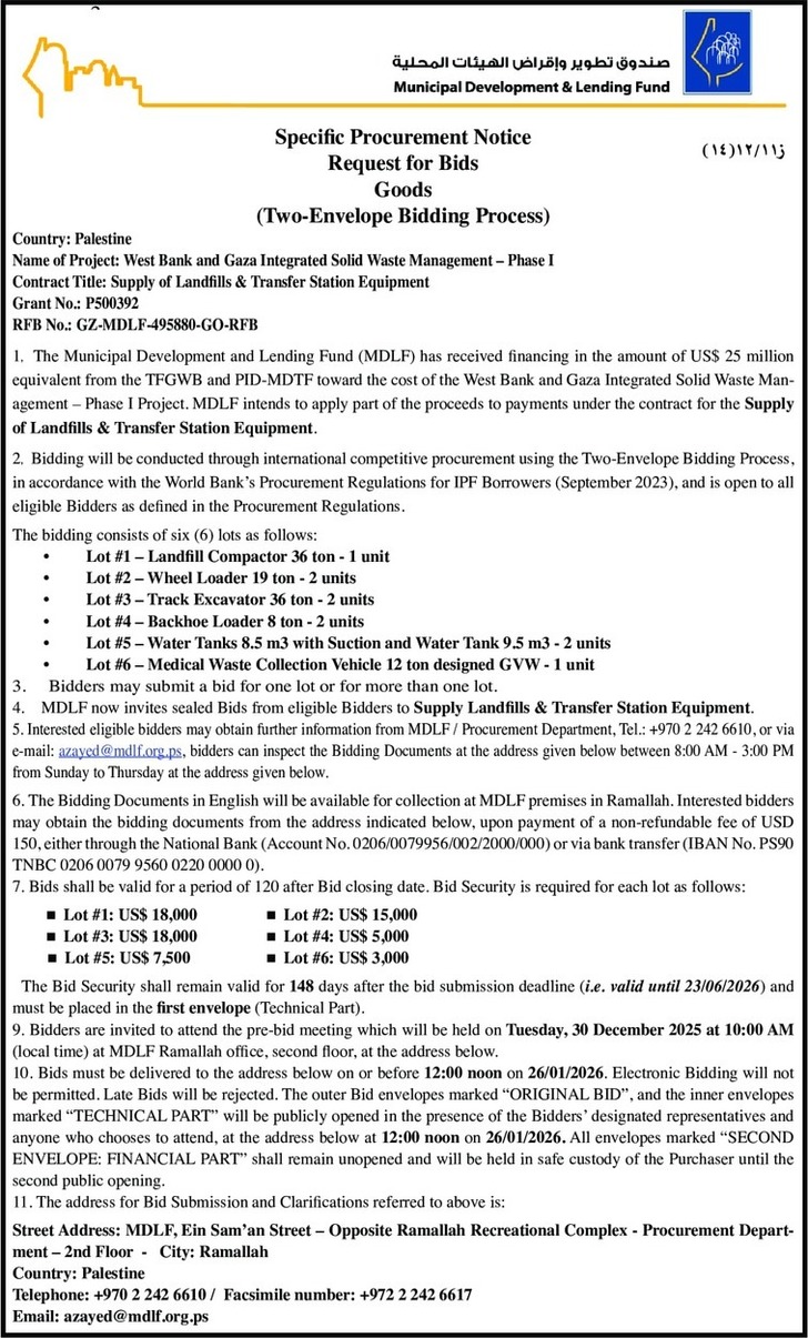 Supply of Landfills &amp; Transfer Station Equipment