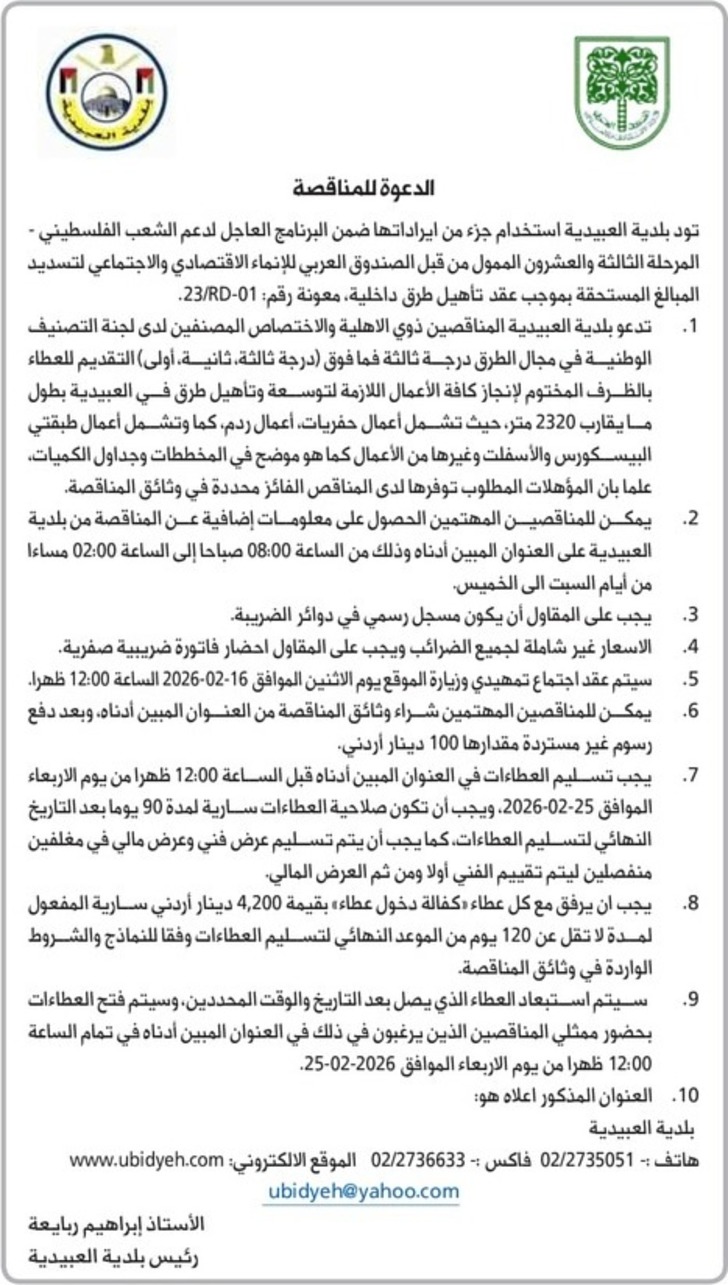  تأهيل طرق داخلية