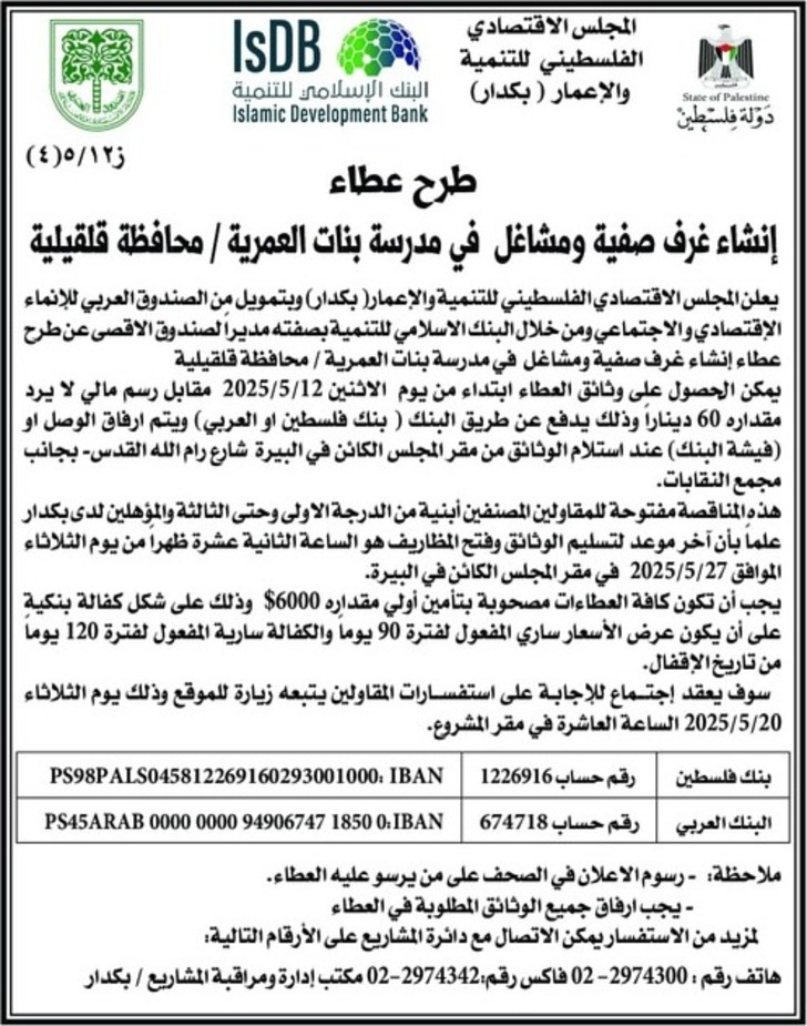 إنشاء غرف صفية ومشاغل في مدرسة بنات العمرية إنشاء غرف صفية ومشاغل في مدرسة بنات العمرية