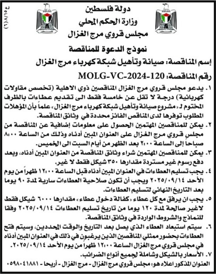 صيانة وتأهيل شبكة كهرباء مرج الغزال