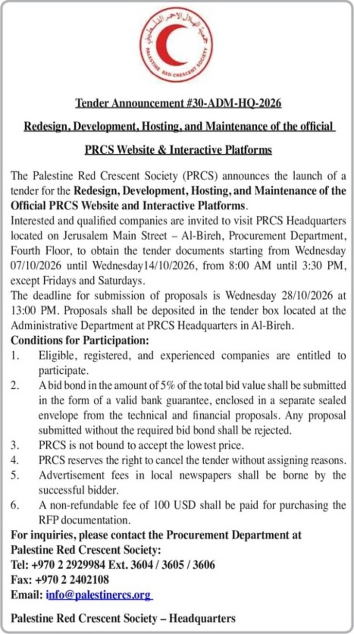 Redesign , Development , Hosting , and Maintenance of the official PRCS Website &amp; Interactive Platforms