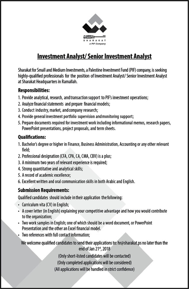 senior investment analyst 