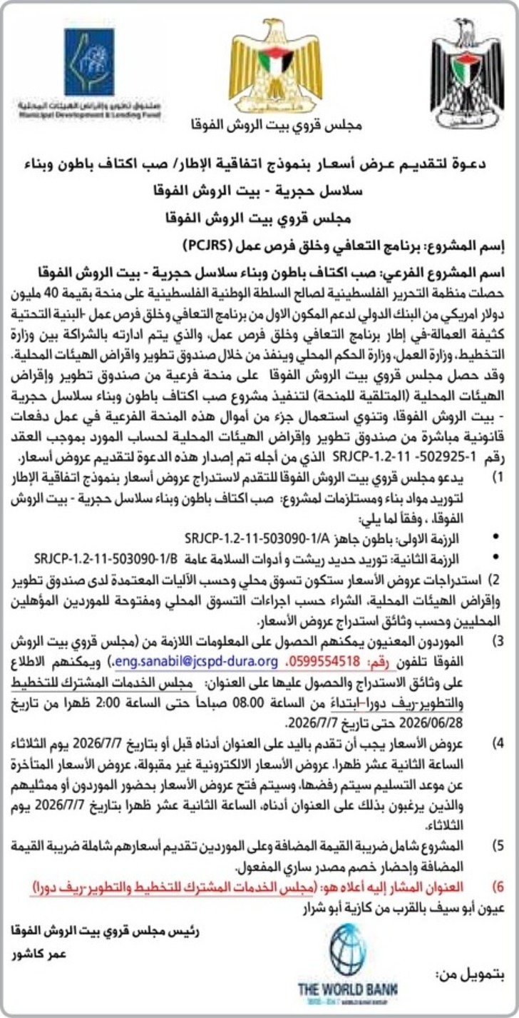 صب اكتاف باطون وبناء سلاسل حجرية - بيت الروش الفوقا صب اكتاف باطون وبناء سلاسل حجرية - بيت الروش الفوقا
