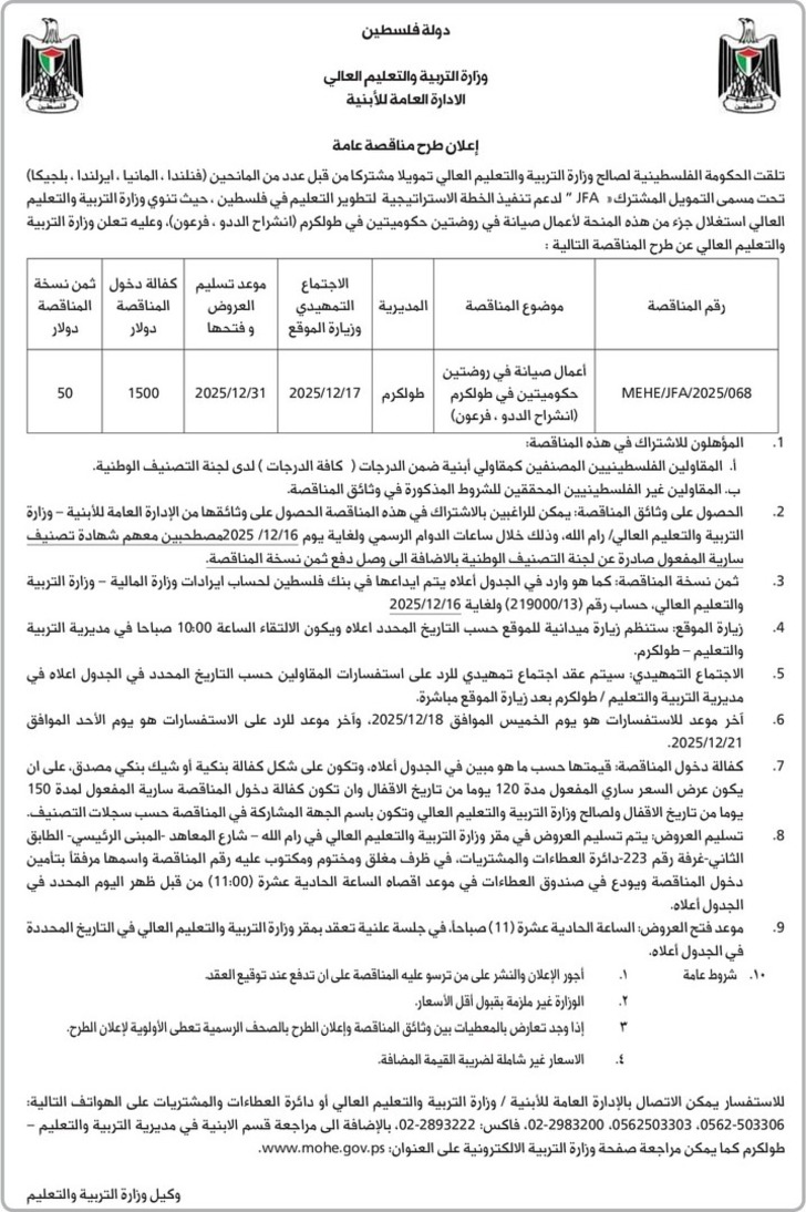 اعمال صيانة في روضتين حكوميتين في طولكرم اعمال صيانة في روضتين حكوميتين في طولكرم