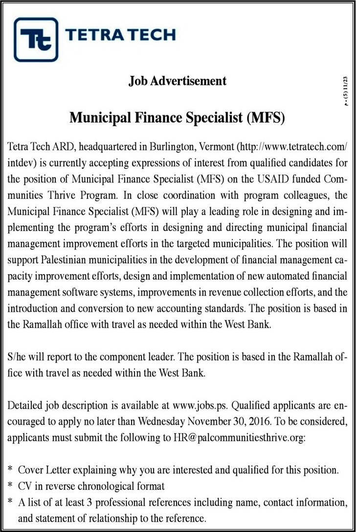 Municipal Finance Specialist 