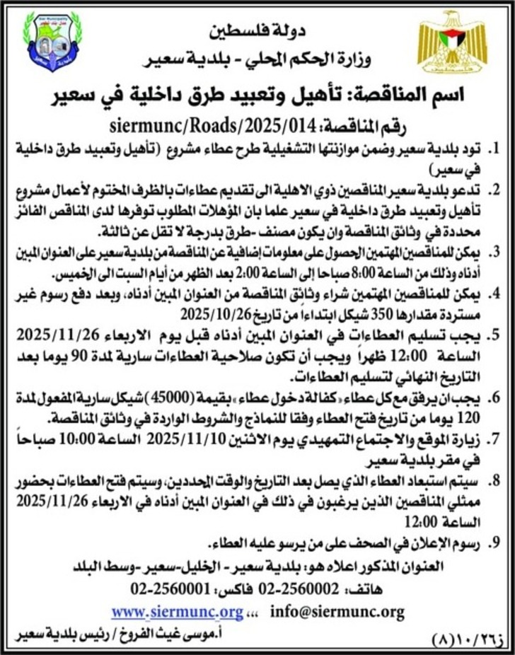 تأهيل وتعبيد طرق داخلية في سعير تأهيل وتعبيد طرق داخلية في سعير