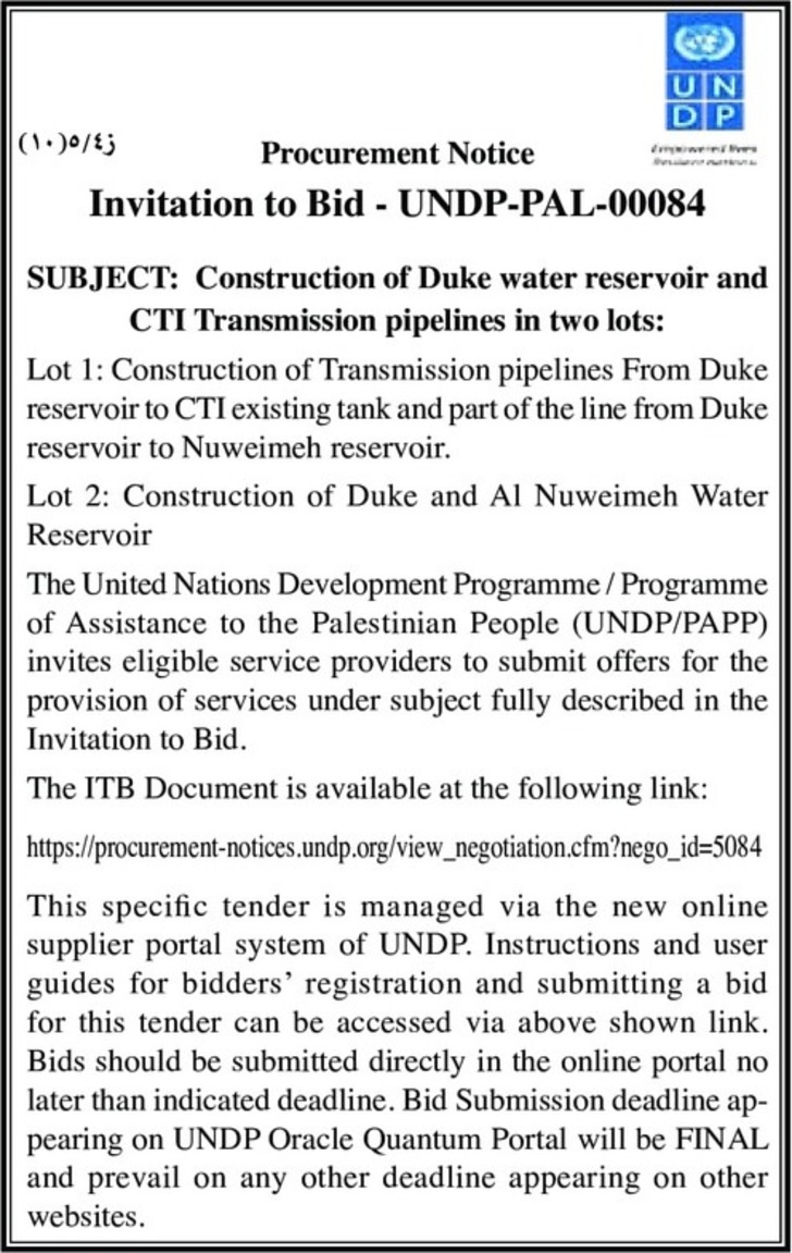 Construction of Duke water reservoir and CTI Transmission pipelines