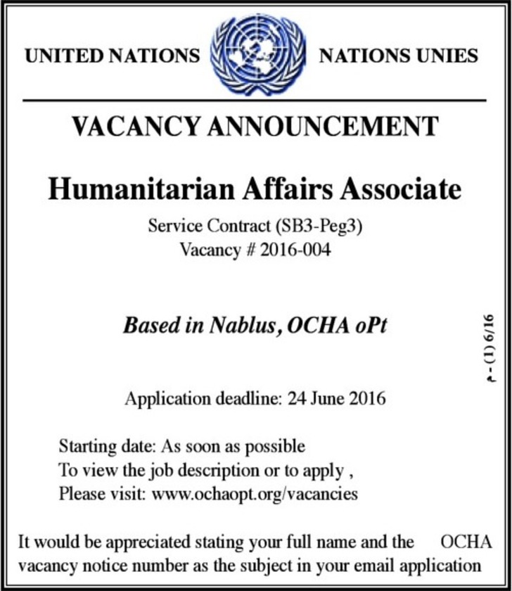 Humanitarian Affairs associate 