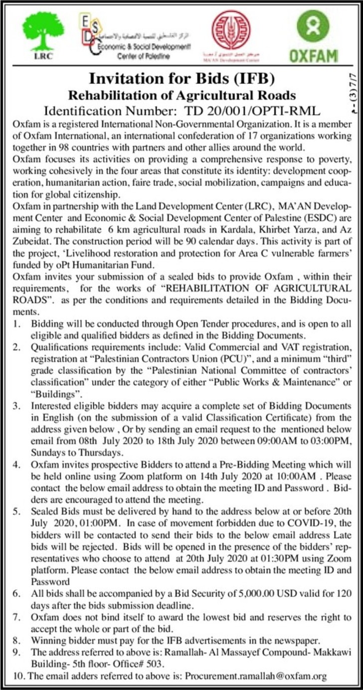 Rehabilitation of Agricultural Roads