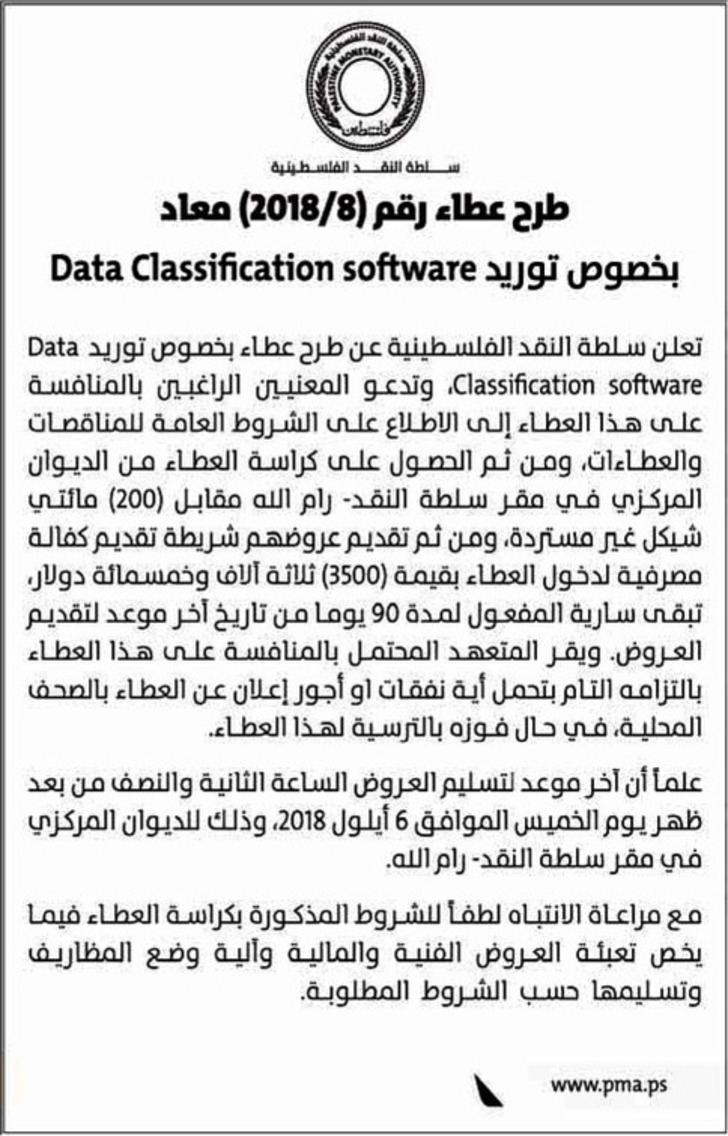 توريد Data classification software 