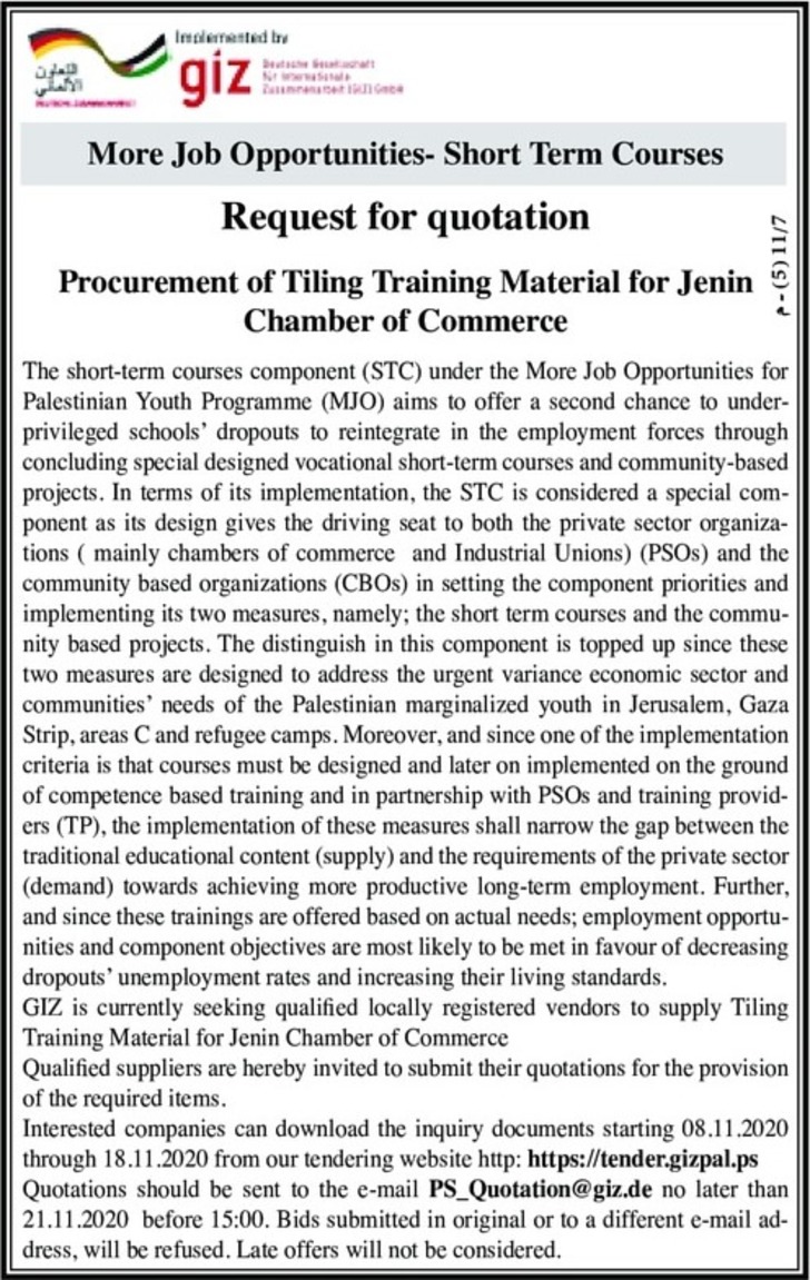 Procurement of Tiling Training Material