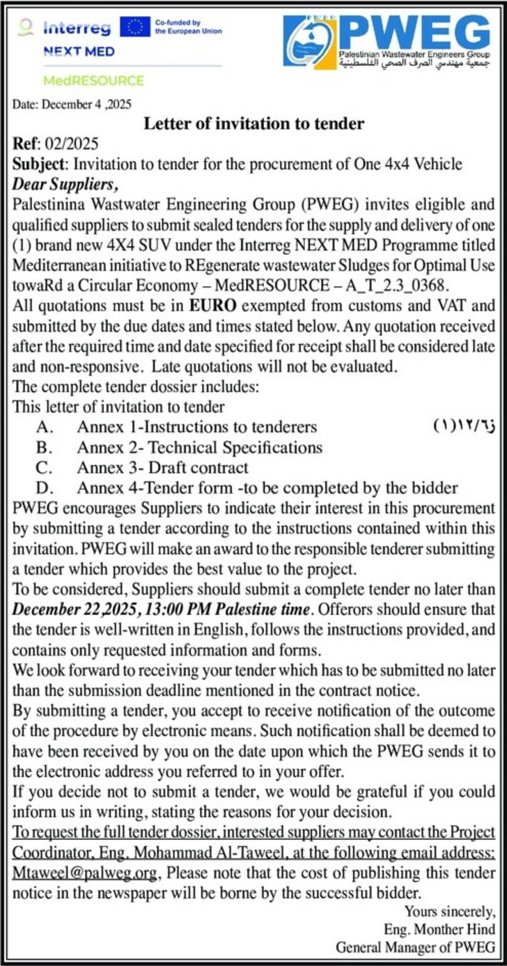 procurement of One 4x4 Vehicle