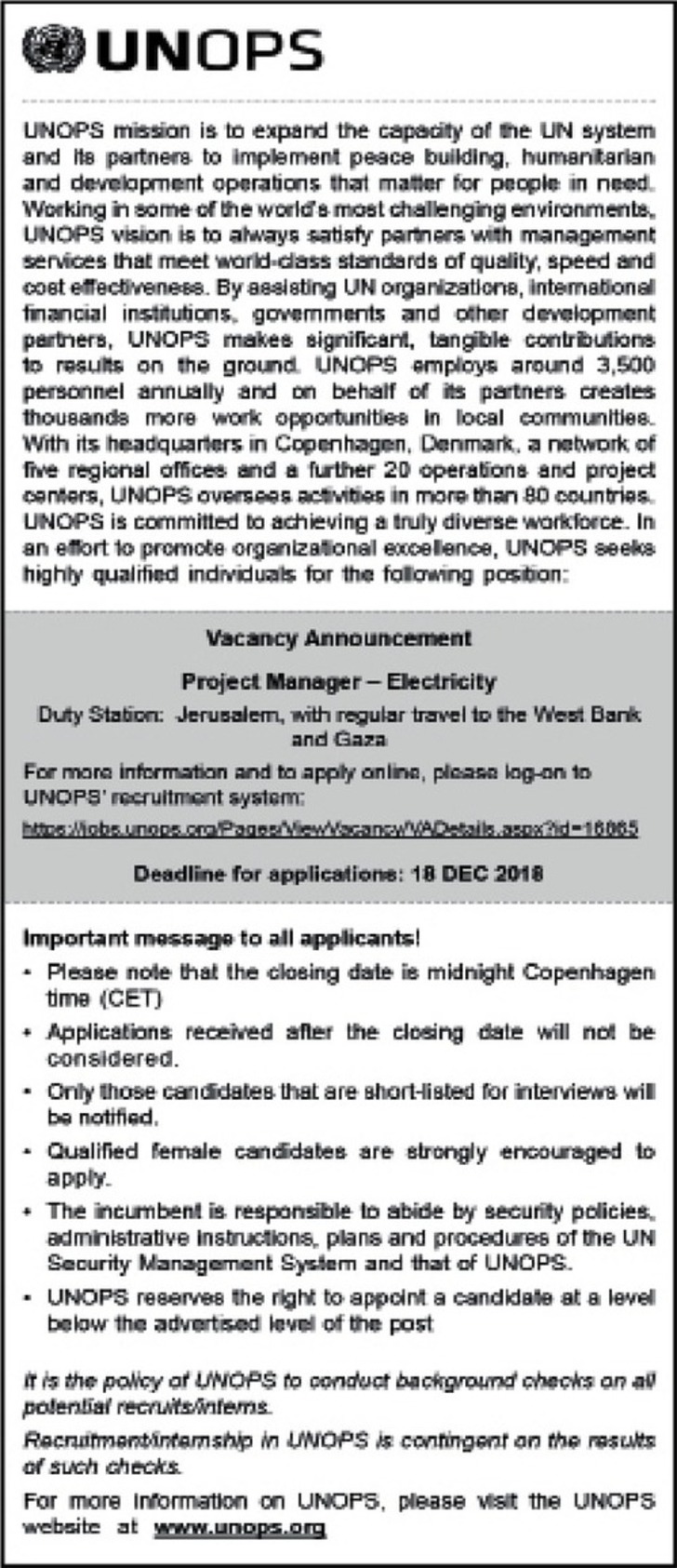 Project manager- Electricity