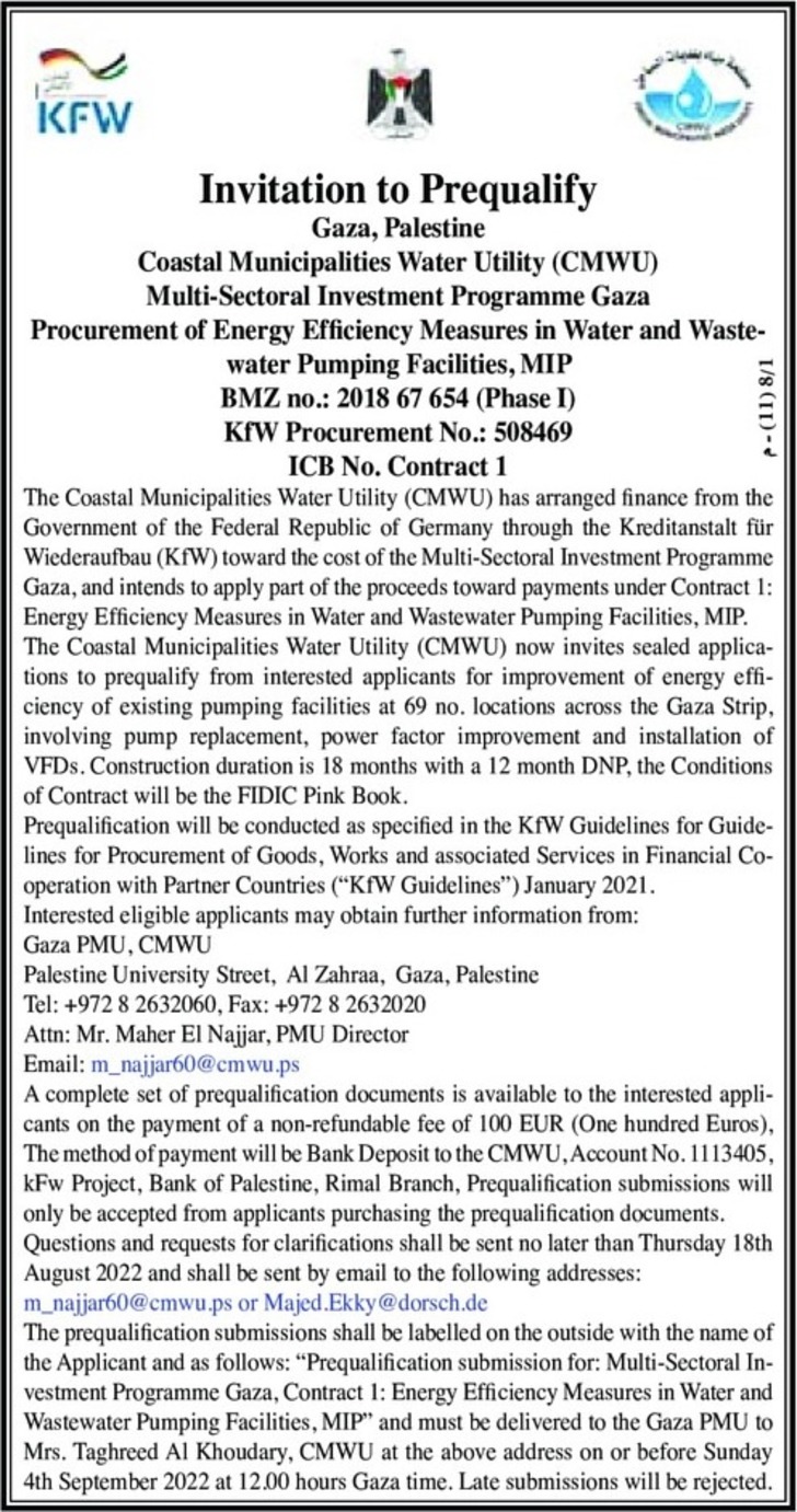 Procurement of Energy Efficiency Measures in Water and Waste water Pumping Facilities