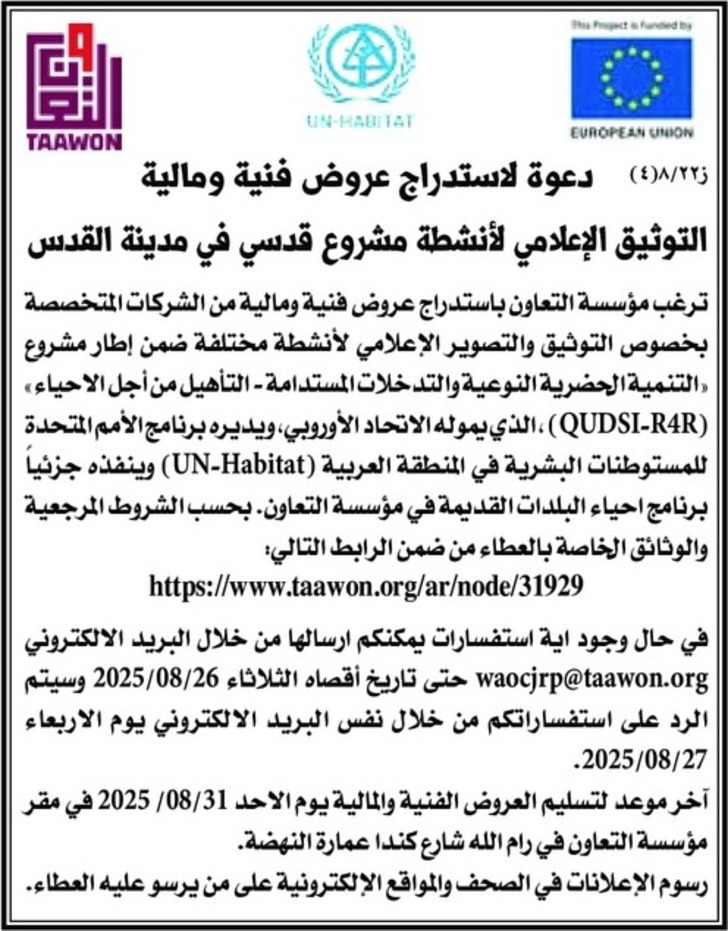 التوثيق الإعلامي لأنشطة مشروع قدسي في مدينة القدس