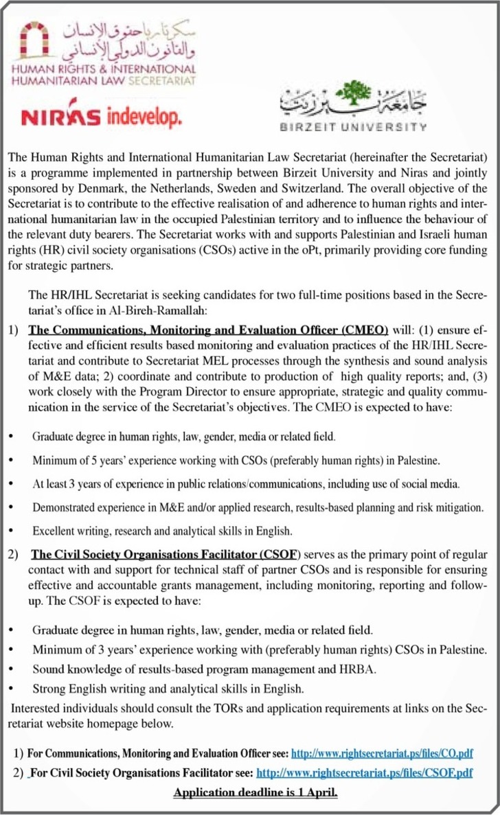communications, monitoring and evaluation officer 