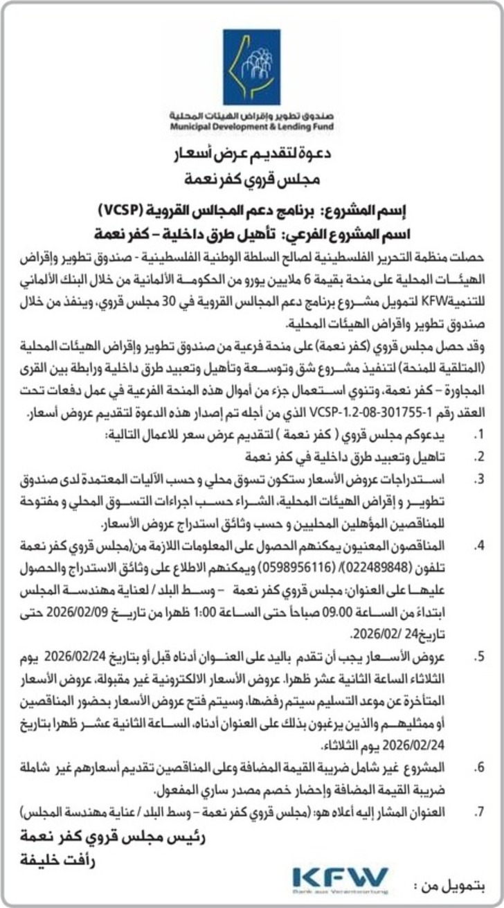 تأهيل طرق داخلية - كفر نعمة