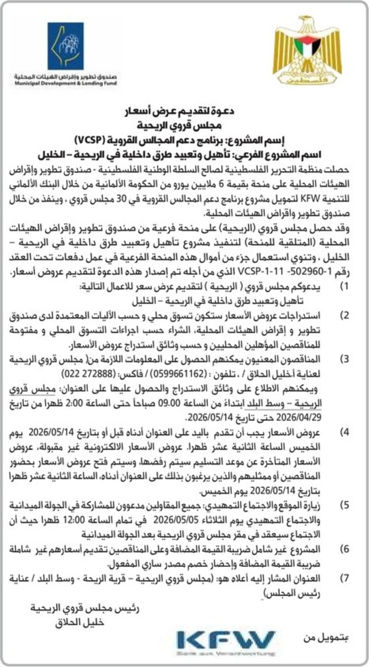 تأهيل وتعبيد طرق داخلية في الريحية