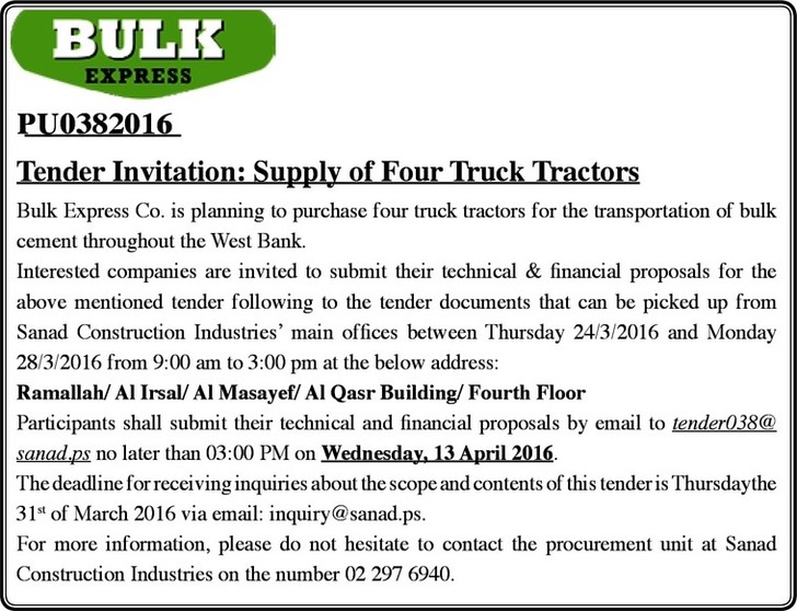 Supply of Four Truck Tractors