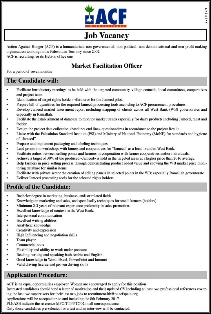 Market Facilitation Officer