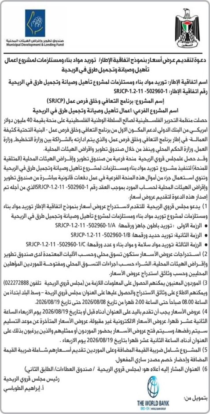  اعمال تأهيل وصيانة وتجميل طرق في الريحية