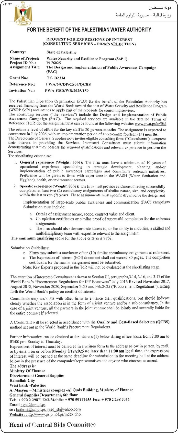 CONSULTING SERVICES - FIRMS SELECTION CONSULTING SERVICES - FIRMS SELECTION