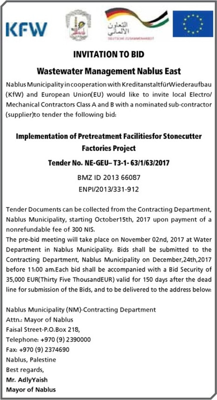 implementation of pretreatment facilities for stonecutter