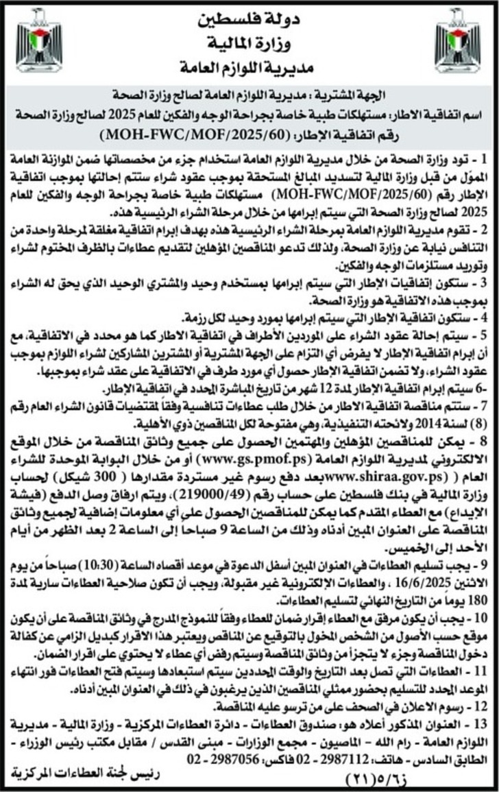 مستهلكات طبية خاصة بجراحة الوجه والفكين للعام 2025
