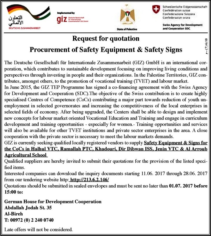 procurement of safety equipment &amp; safety signs 