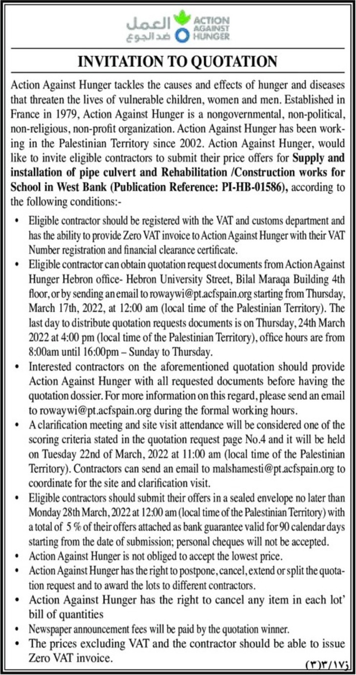 Supply and installation of pipe culvert and Rehabilitation 
