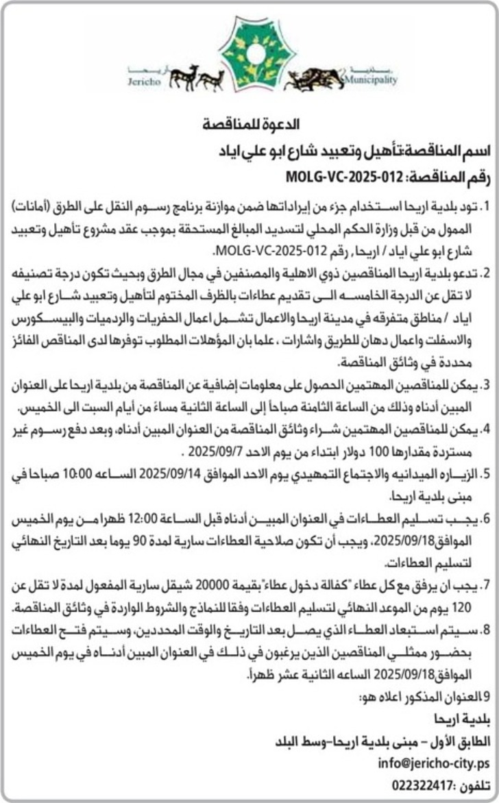 تأهيل وتعبيد شارع ابو علي اياد 