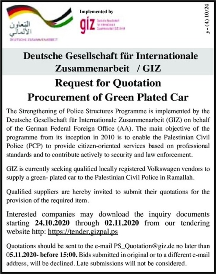 Procurement of Green Plated Car 