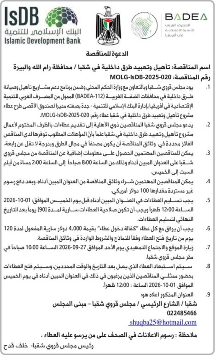 تأهيل وتعبيد طرق داخلية في شقبا تأهيل وتعبيد طرق داخلية في شقبا