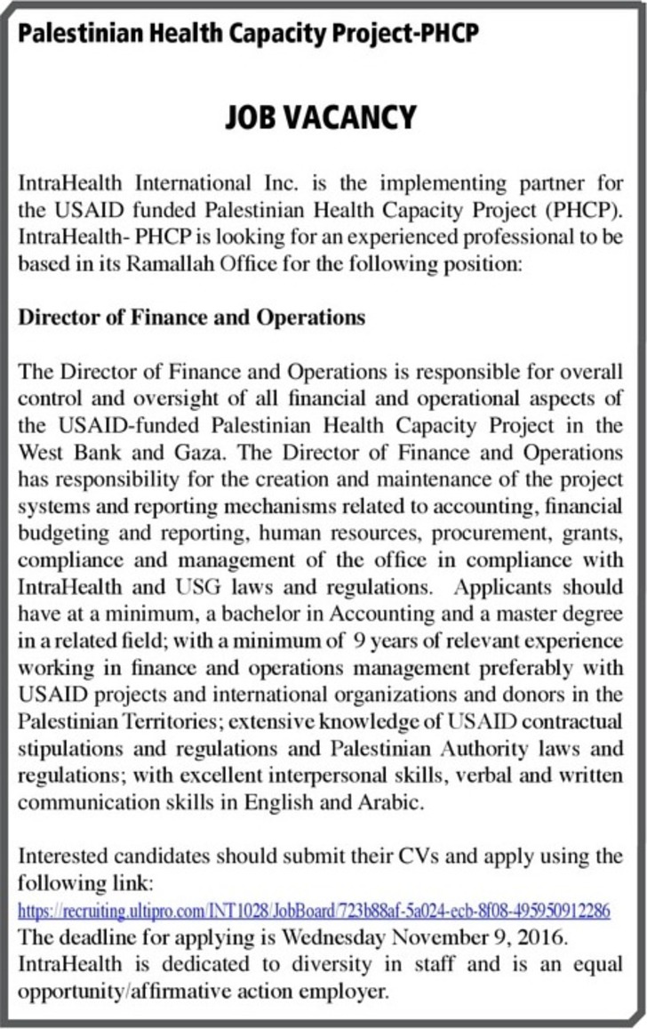 Director of finance and operations