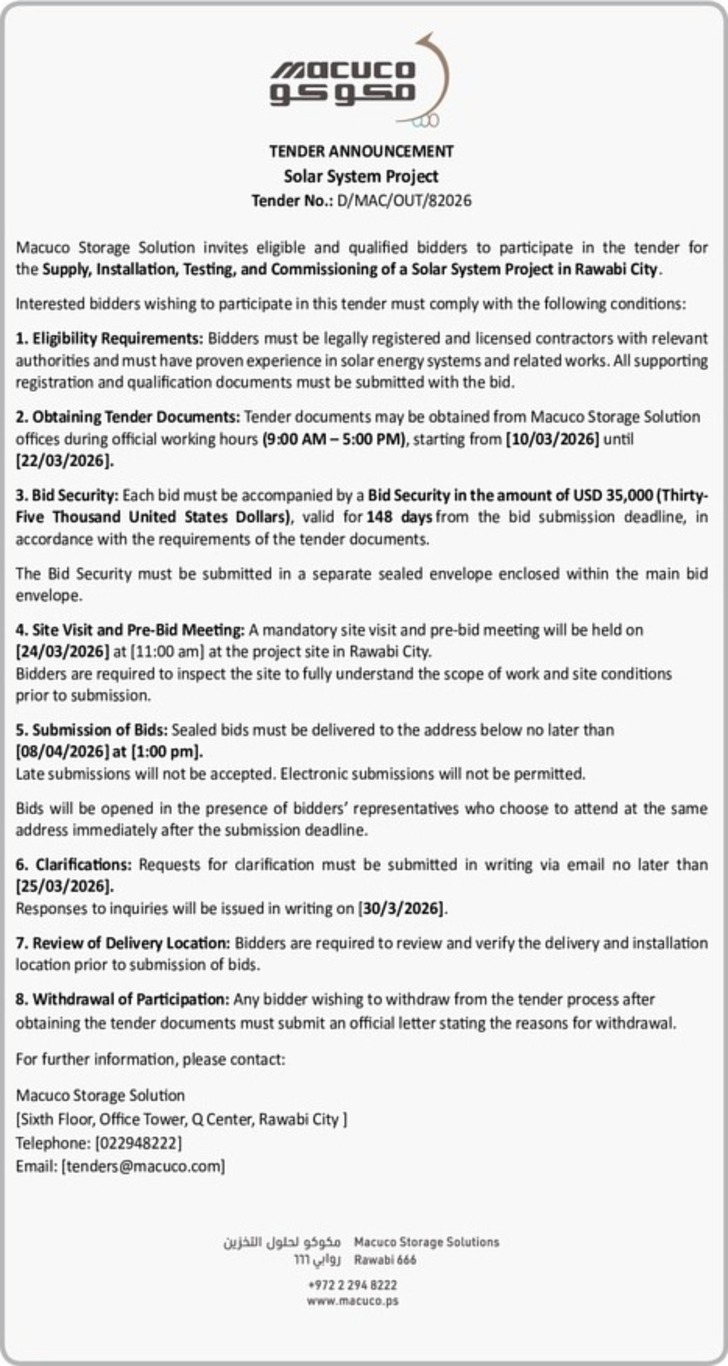 Supply , Installation , Testing , and Commissioning of a Solar System