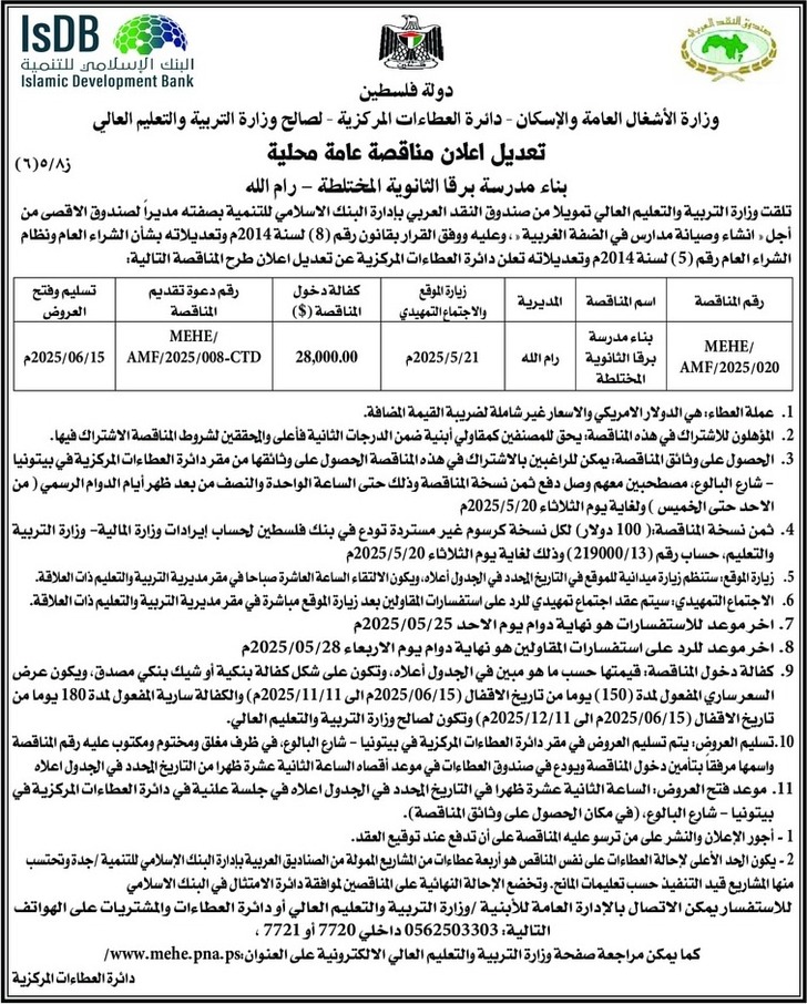 بناء مدرسة برقا الثانوية رام الله بناء مدرسة برقا الثانوية رام الله