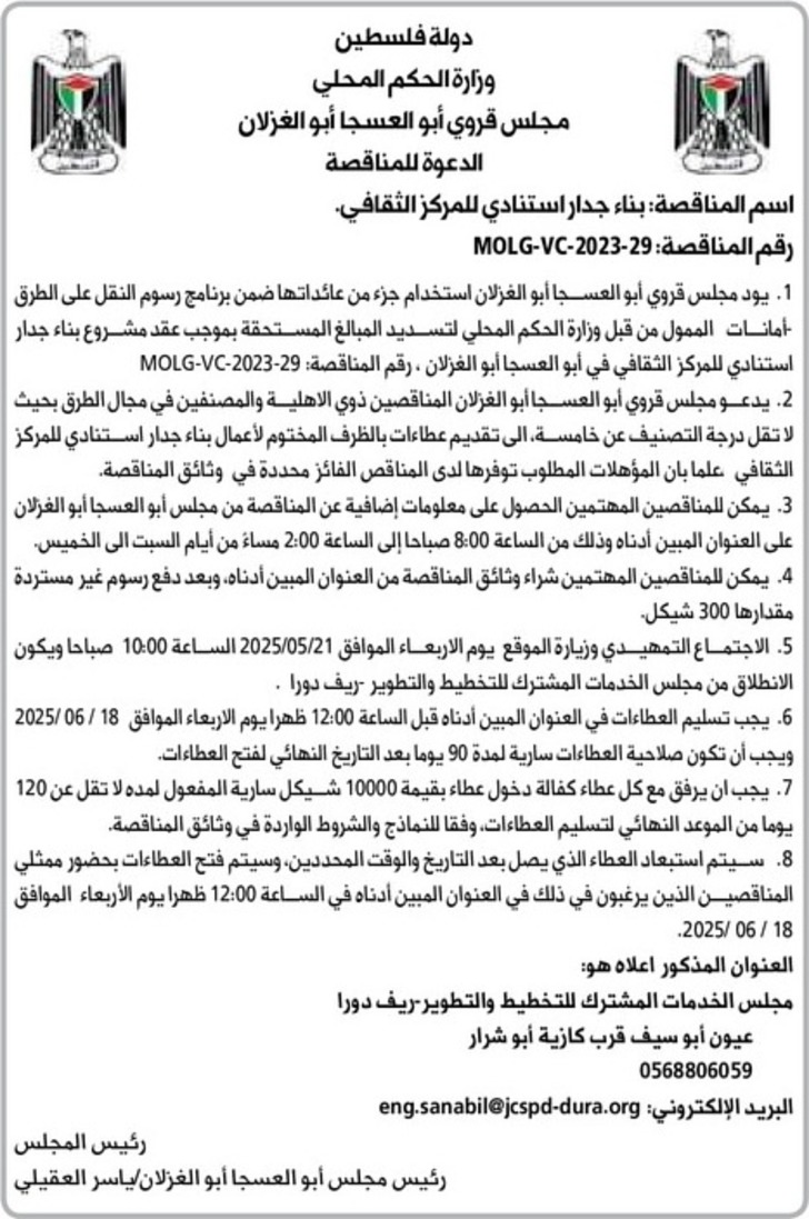 بناء جدار استنادي للمركز الثقافي بناء جدار استنادي للمركز الثقافي