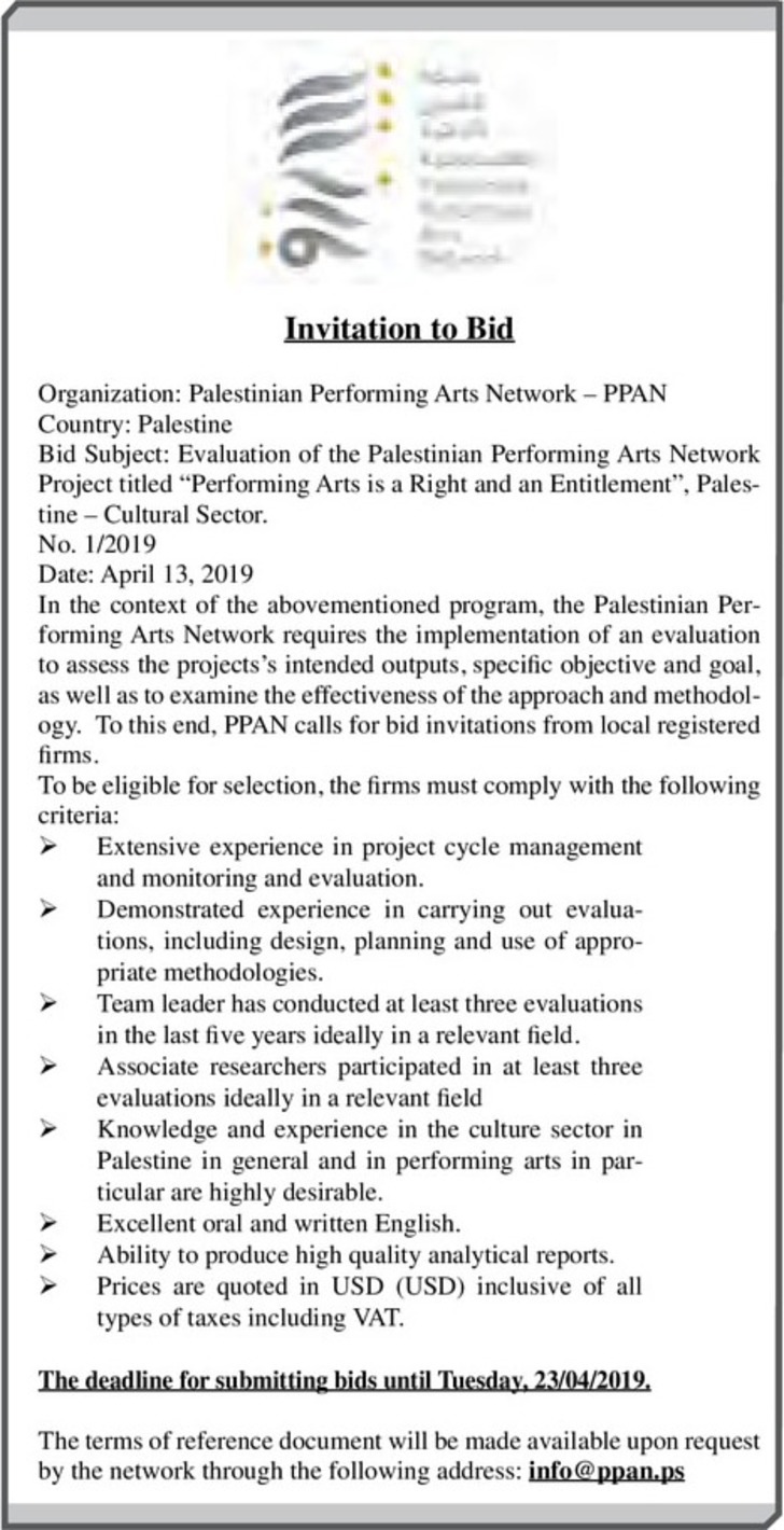 Evaluation of the Palestinian Performing Arts Network Project