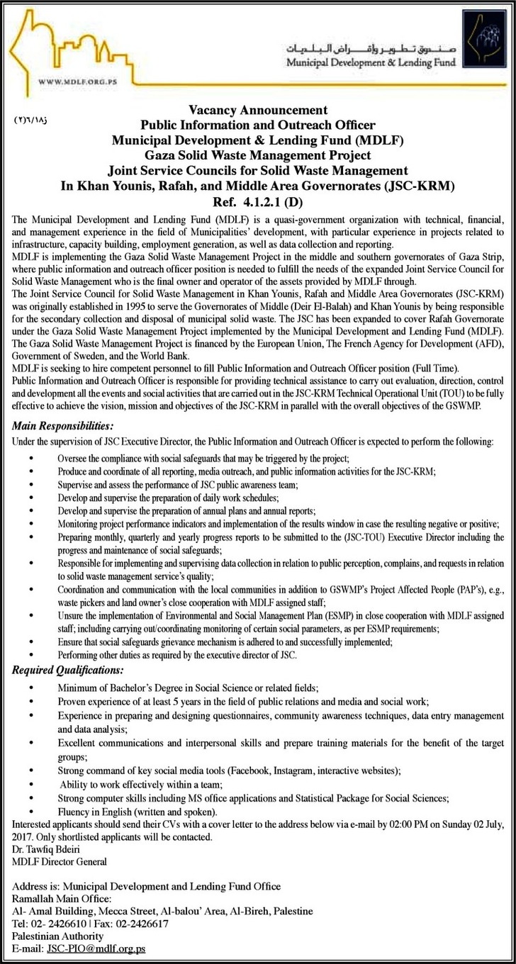 public information and outreach officer