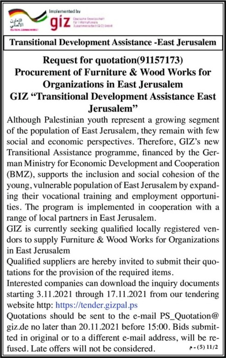 Procurement of Furniture &amp; Wood Works 