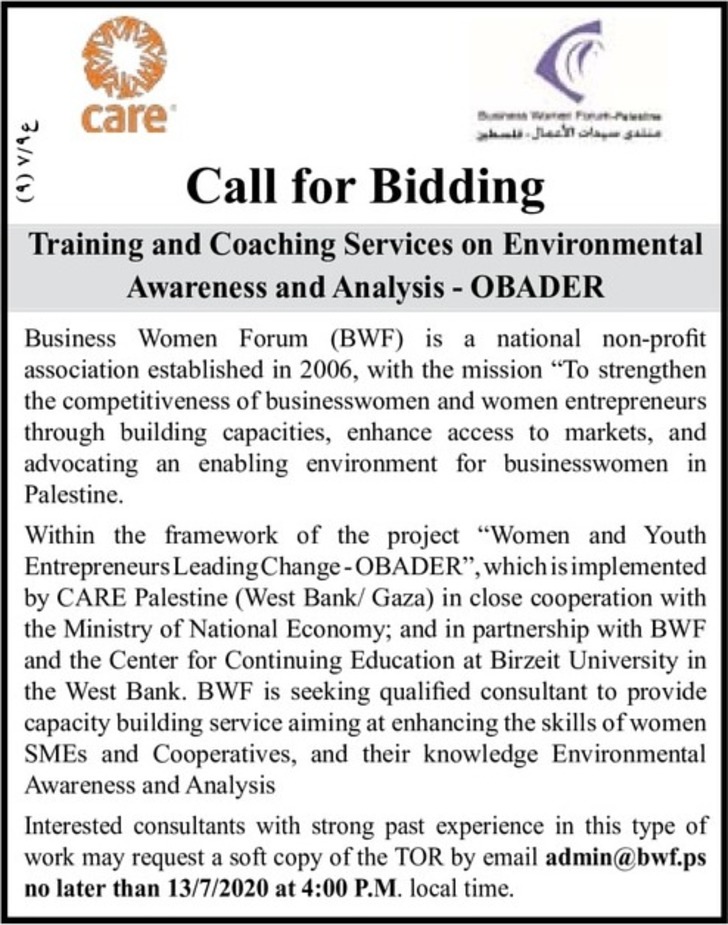Training and Coaching Services on Environmental Awareness and Analysis 