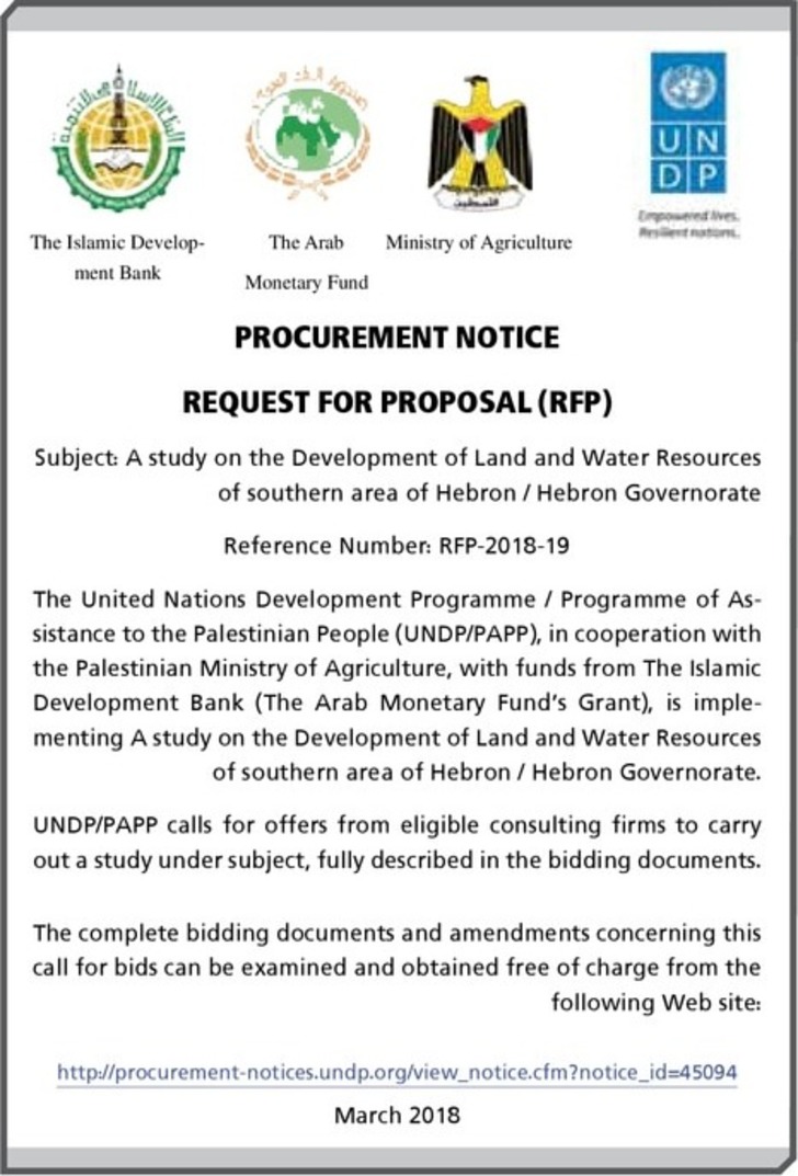 a study on the development of land and water resources of southern area of Hebron 