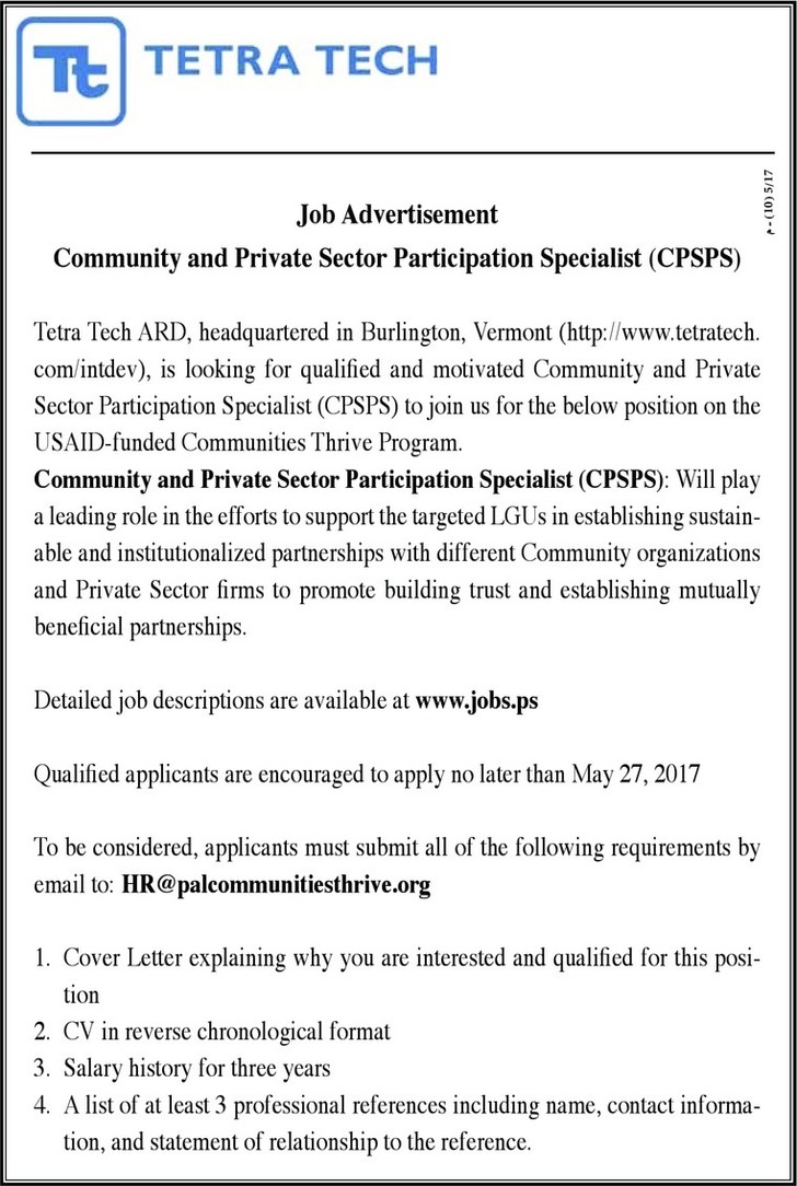 community and private sector participation specialist