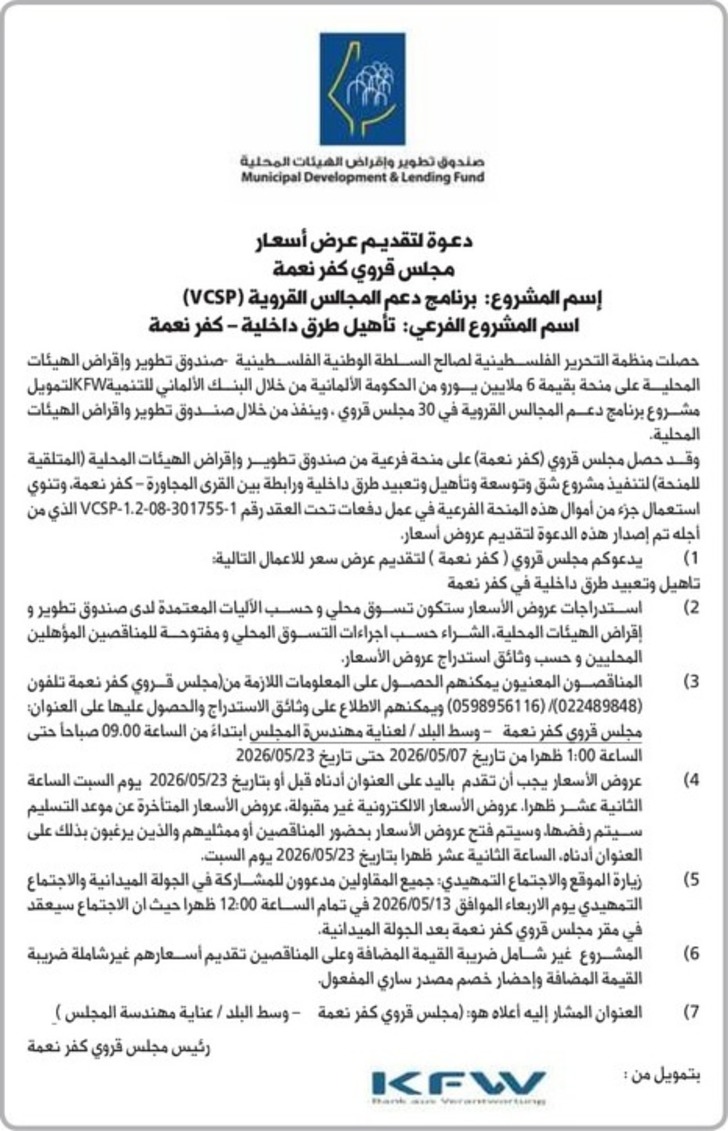 تأهيل طرق داخلية - كفر نعمة تأهيل طرق داخلية - كفر نعمة