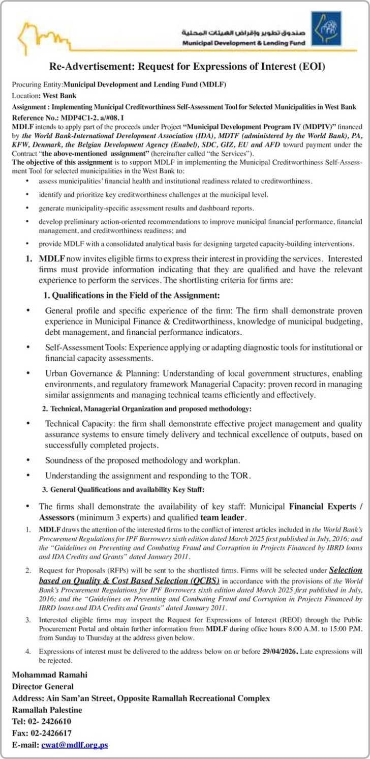 Implementing Municipal Creditworthiness Self - Assessment Tool for Selected Municipalities i